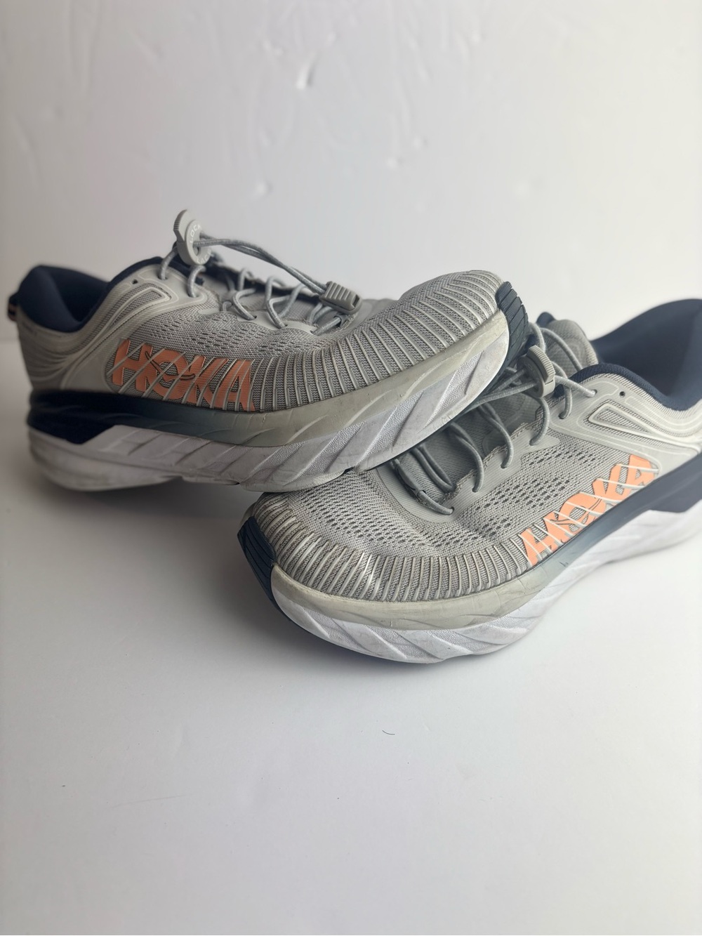 Hoka Women's Gray Running Shoes with Peach Accents
